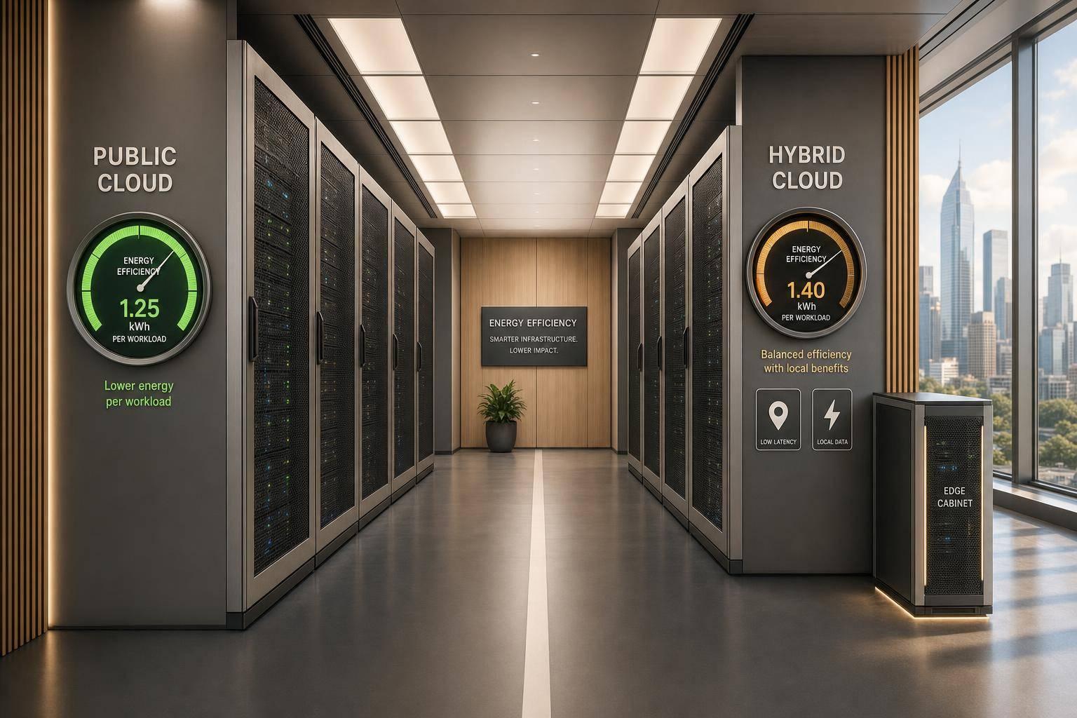 Energy Efficiency in Hybrid vs. Public Clouds